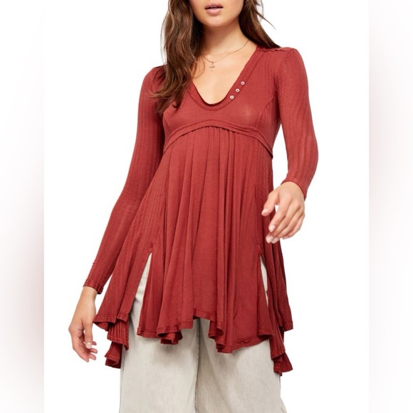 Free People Tops - Free People Birdie Henley Tunic Top